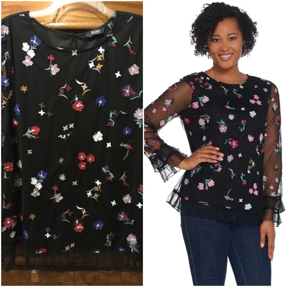 - Du Jour embroidered floral blouse
